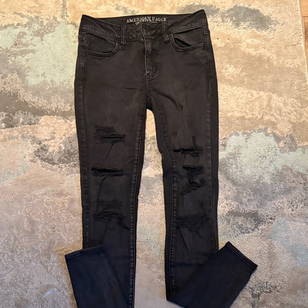 American Eagle Outfitters Distressed Black Skinny Jeans